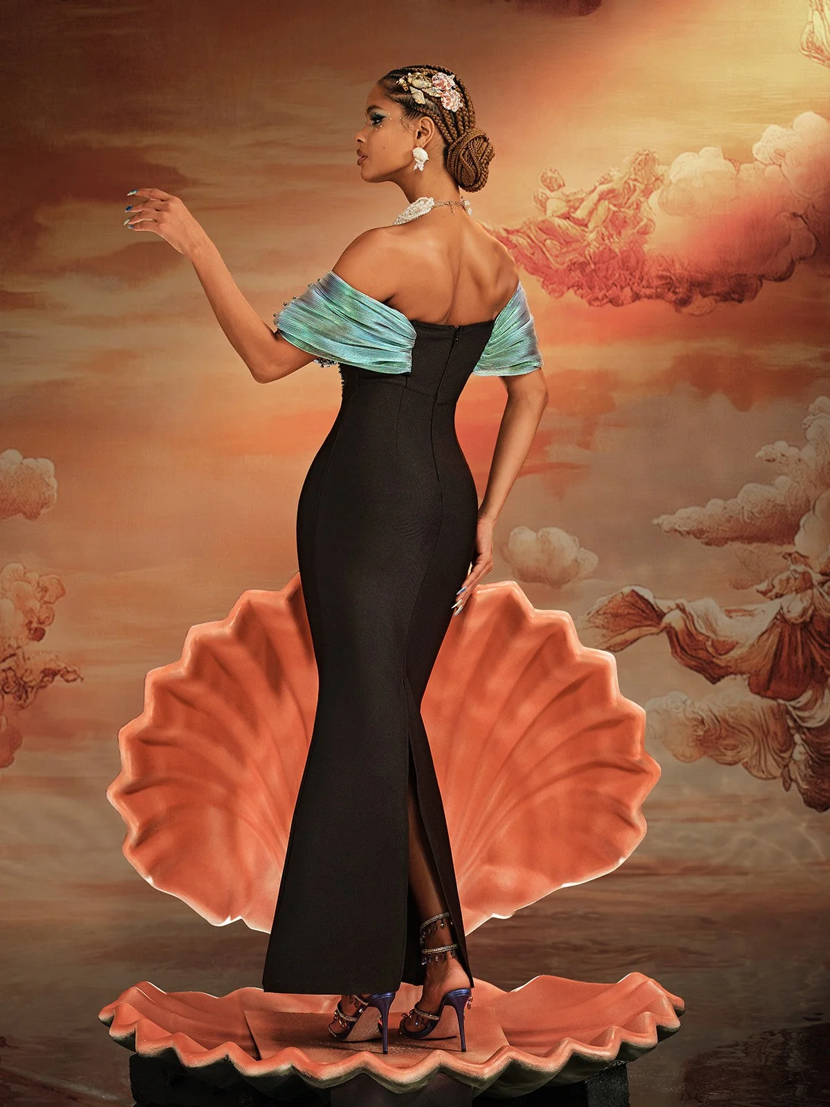 Elegant Off-Shoulder Bandage Maxi Dress