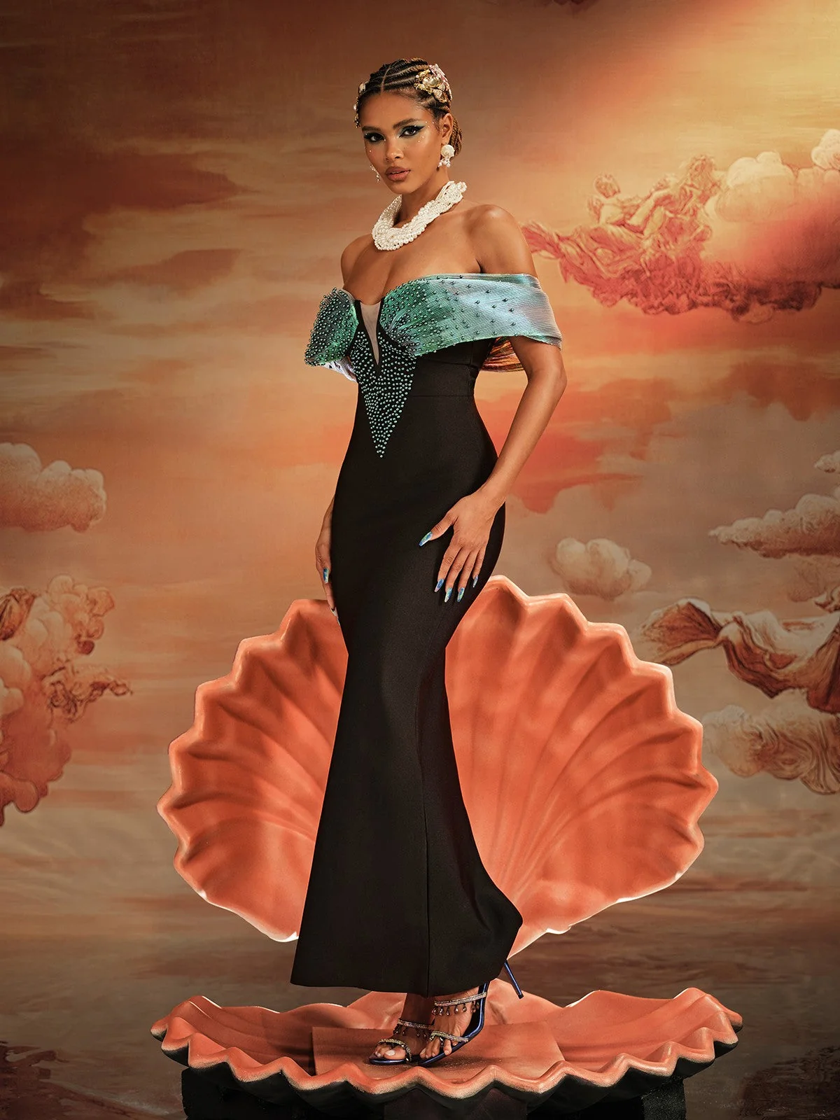 Elegant Off-Shoulder Bandage Maxi Dress