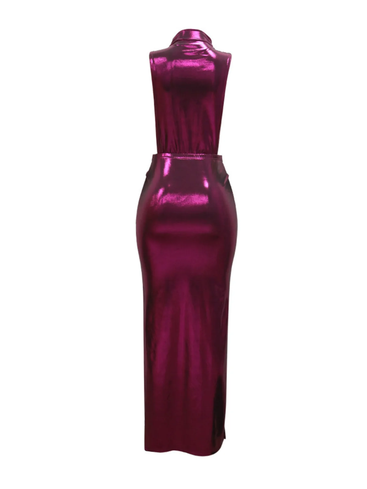 Purple Metallic Draped Maxi Dress - Elegant Statement Piece