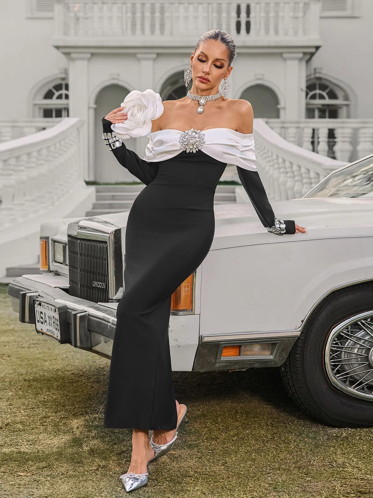 Black Bandage Off Shoulder Maxi Dress