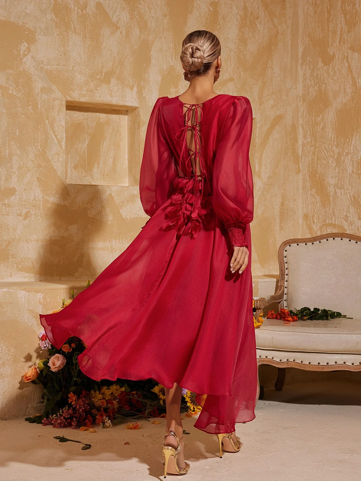 Bohemian Fringe V Neck Midi Dress - Elegant Trendy Style