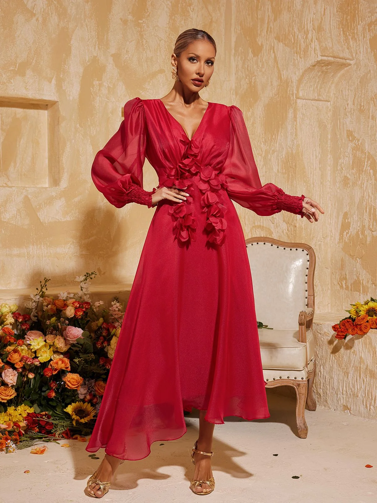 Bohemian Fringe V Neck Midi Dress - Elegant Trendy Style