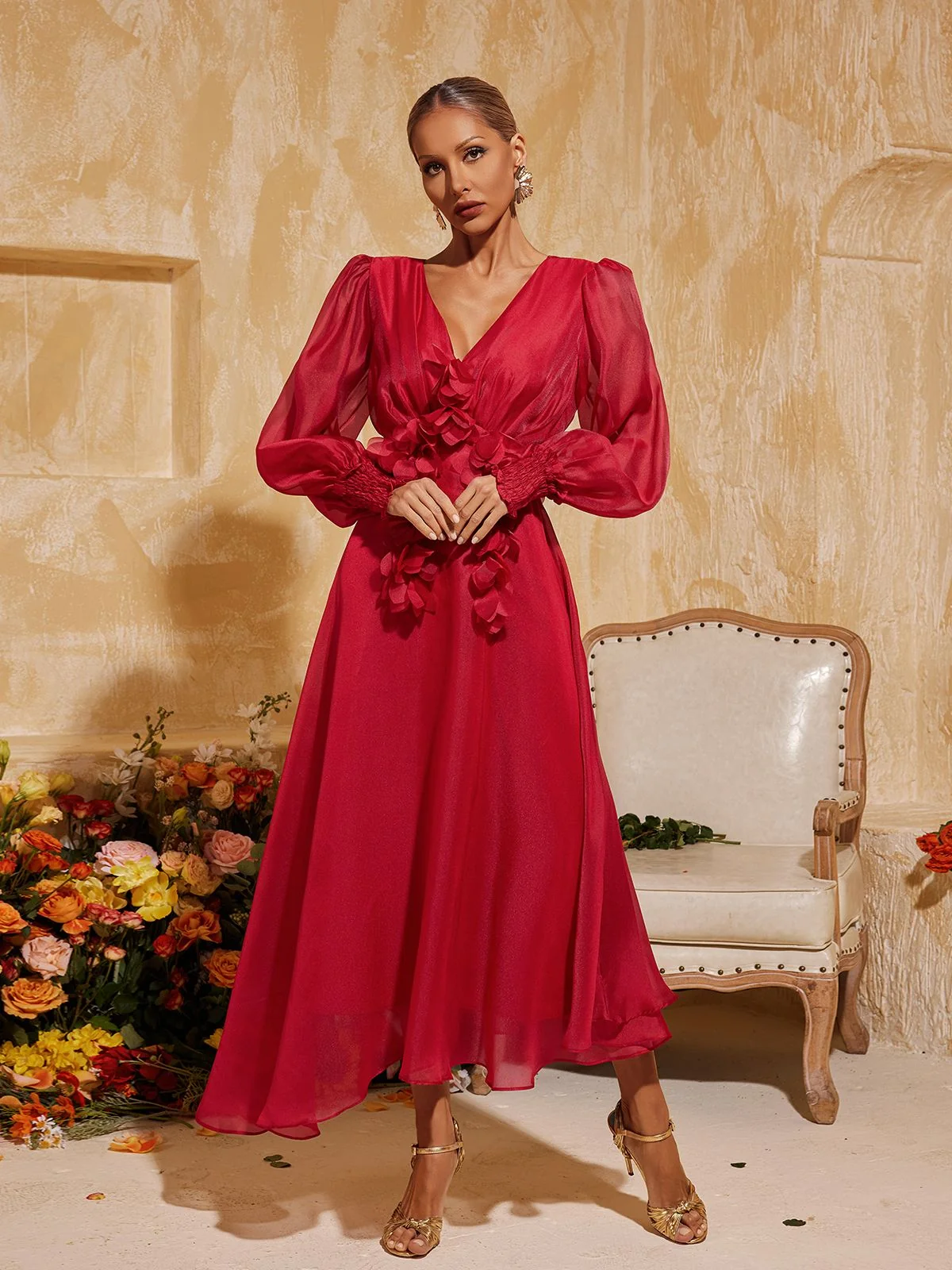 Bohemian Fringe V Neck Midi Dress - Elegant Trendy Style