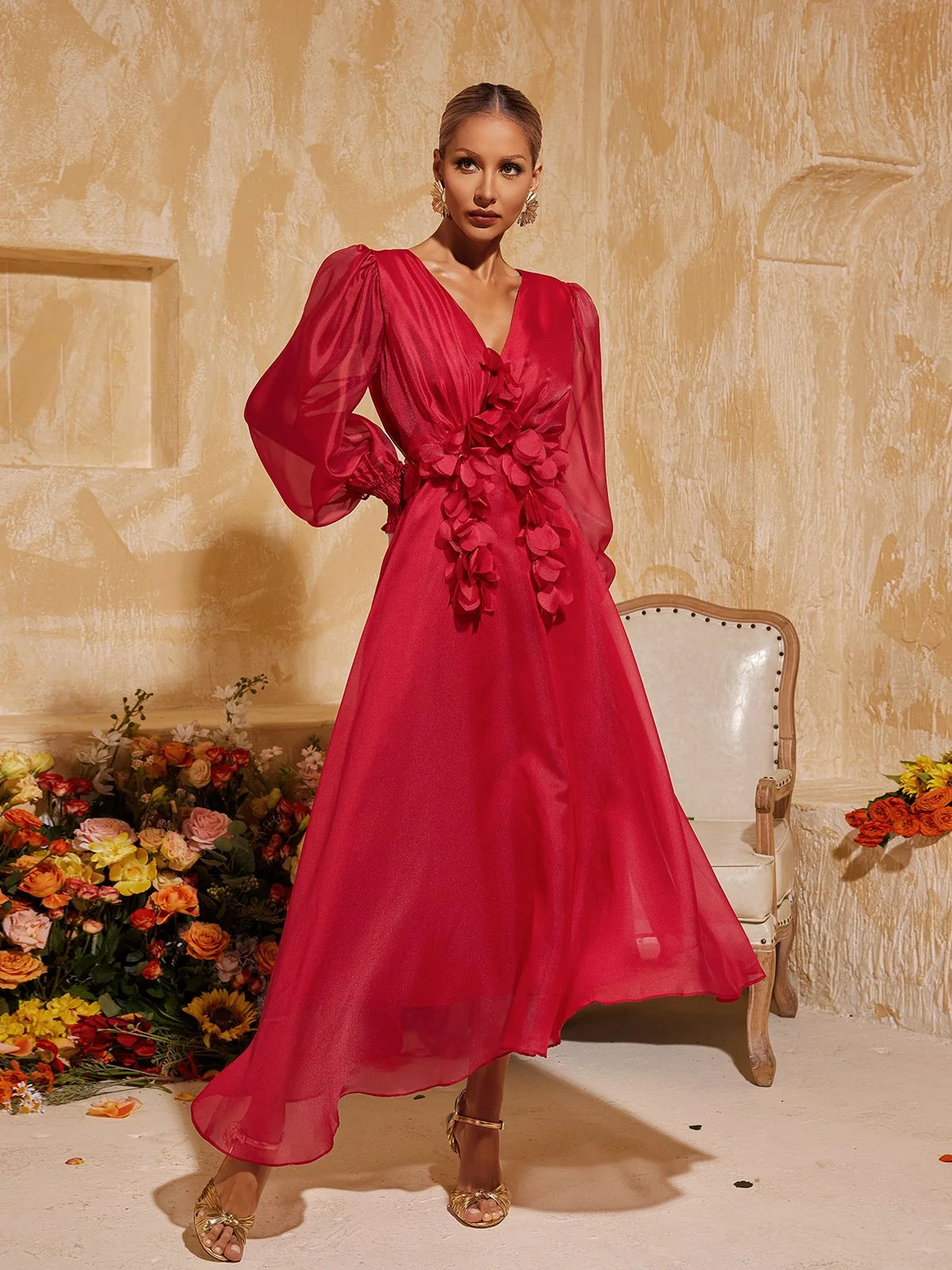 Bohemian Fringe V Neck Midi Dress - Elegant Trendy Style