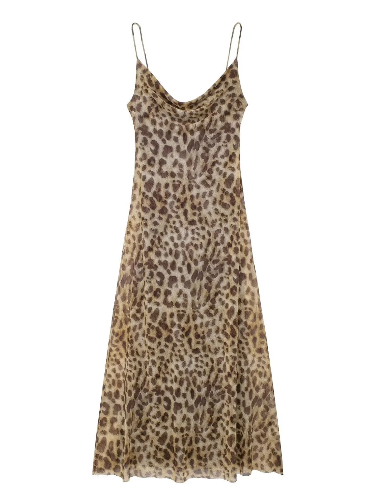 Brown Leopard Printed Midi Dress - Stylish & Comfortable