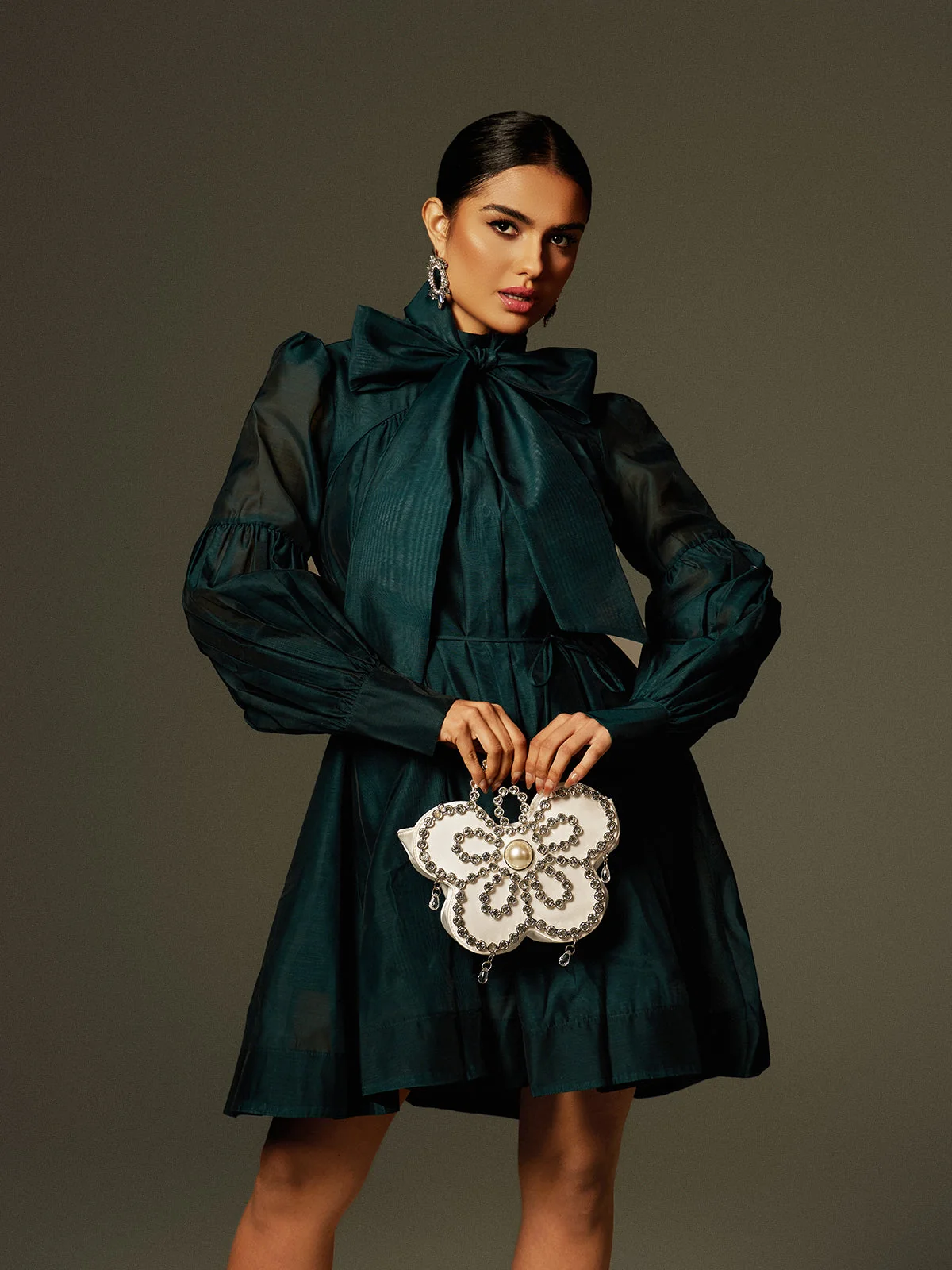 Chic Lace Up Mini Dress - Stylish Long Sleeve Design