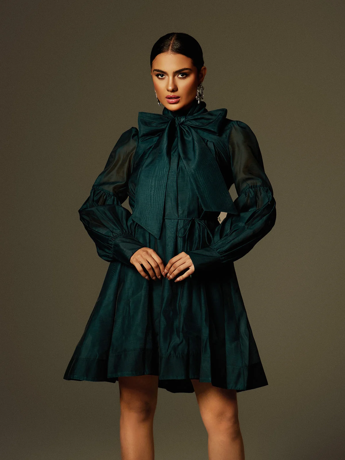 Chic Lace Up Mini Dress - Stylish Long Sleeve Design