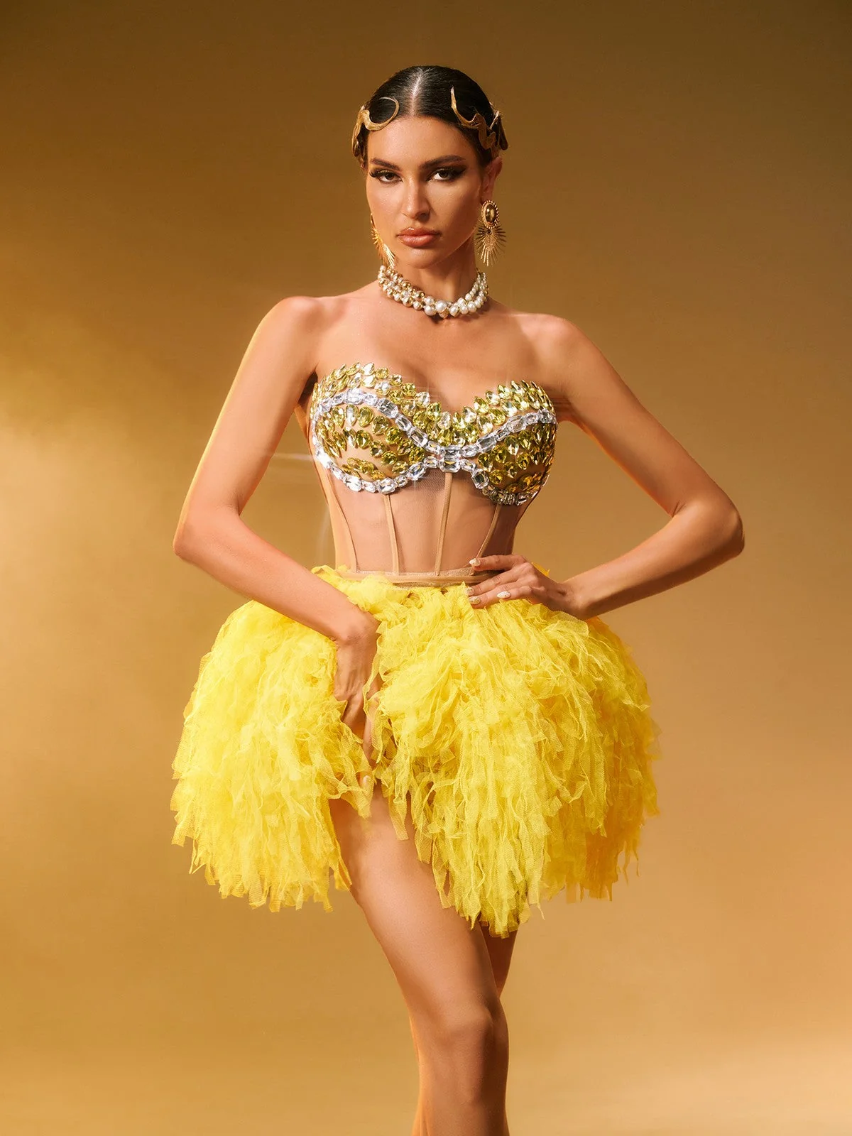 Strapless Corset Tulle Set for Special Occasions