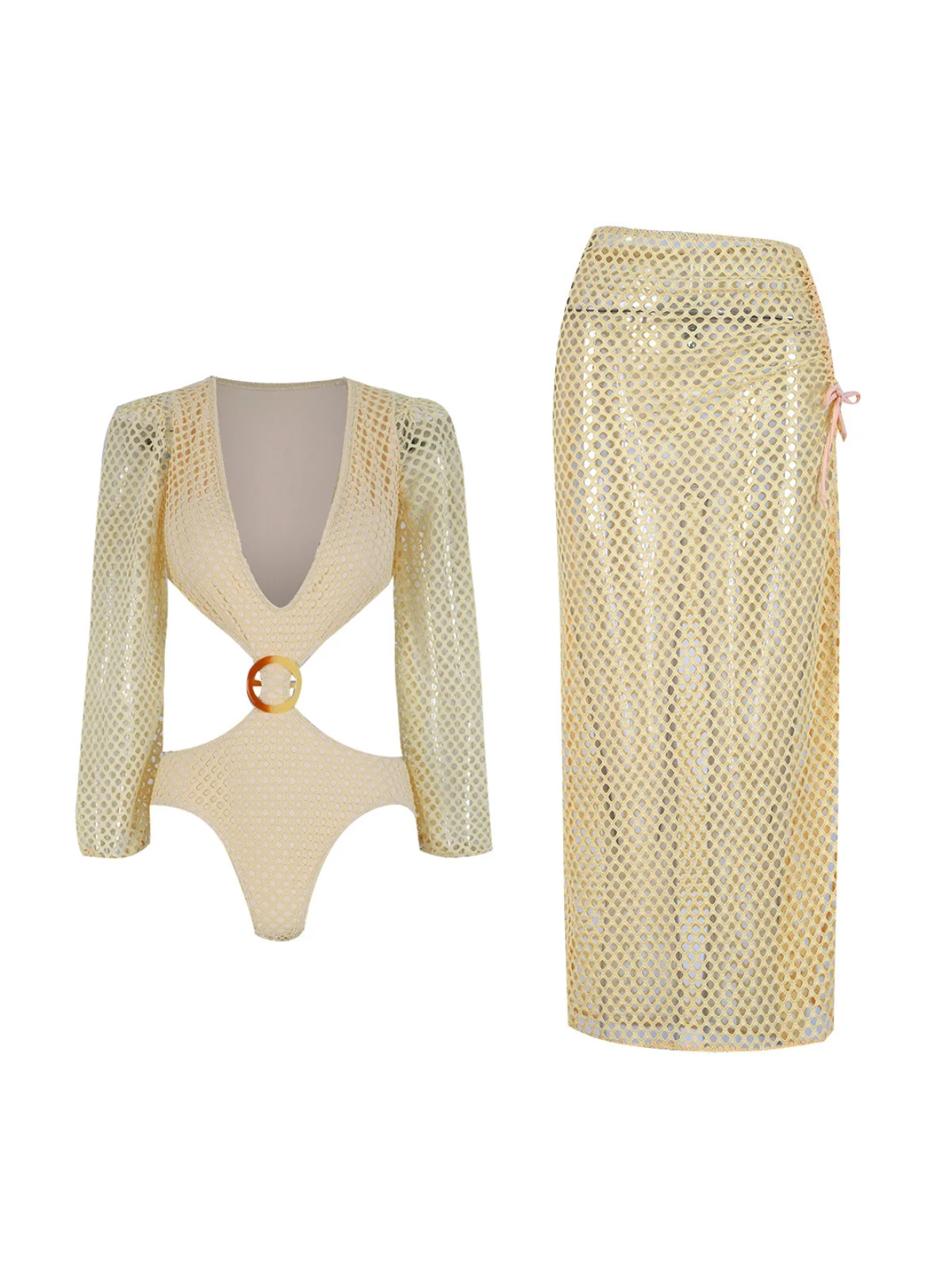 Flirty V-Neck Two-Piece Swimwear Set - Ideal for Beach & Pool Days