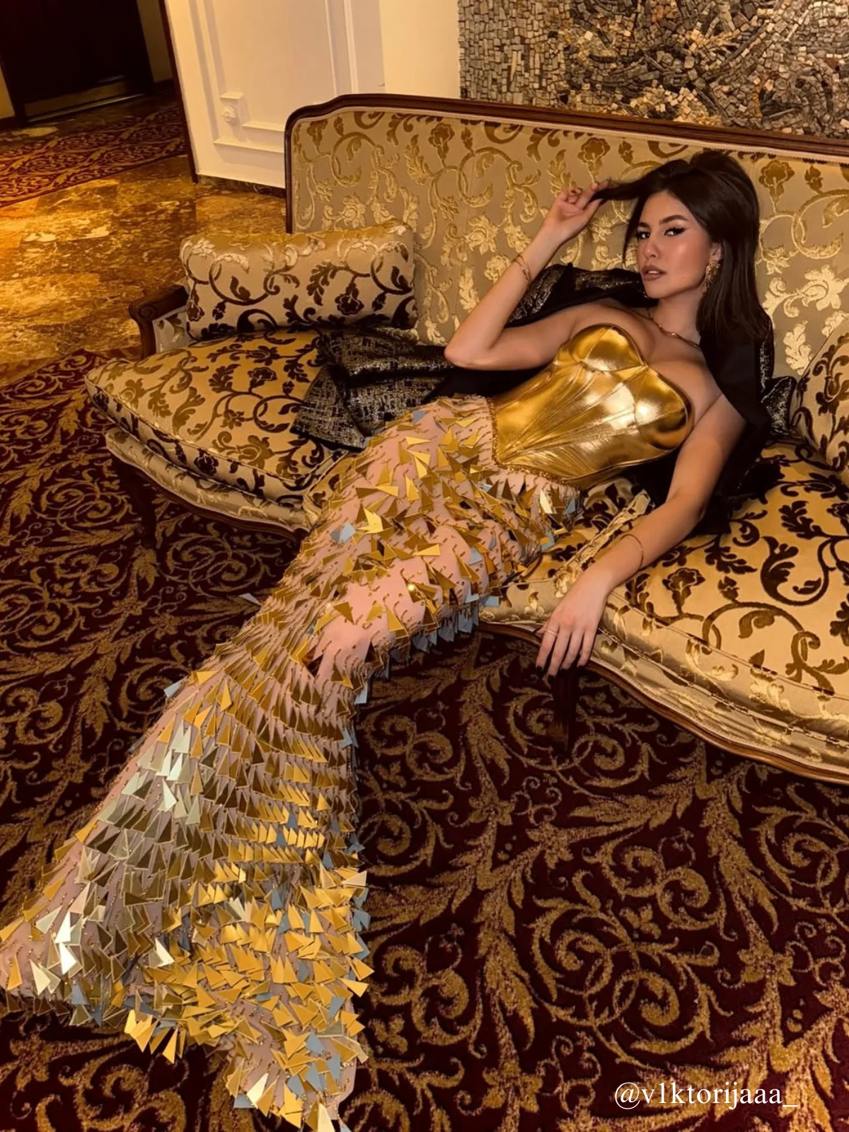 Acrylic Fringe Maxi Dress with Corset Detail