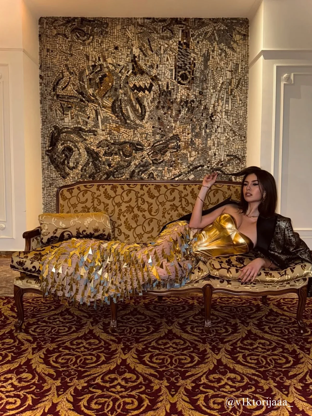 Acrylic Fringe Maxi Dress with Corset Detail