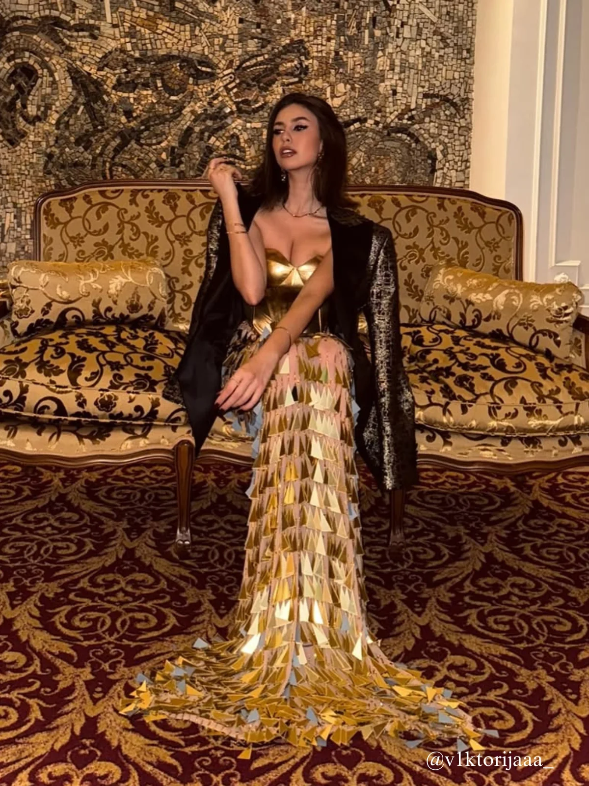 Acrylic Fringe Maxi Dress with Corset Detail