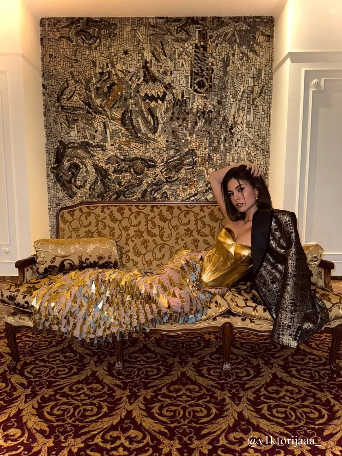 Acrylic Fringe Maxi Dress with Corset Detail