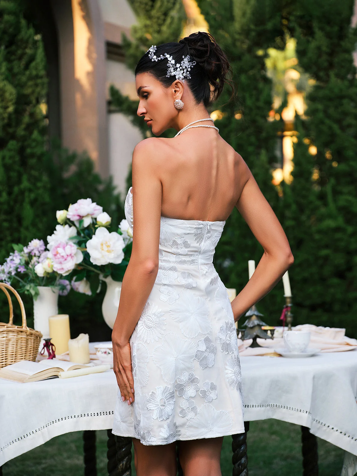 White Mesh Floral Embroidered Mini Dress - Stunning Summer Fashion