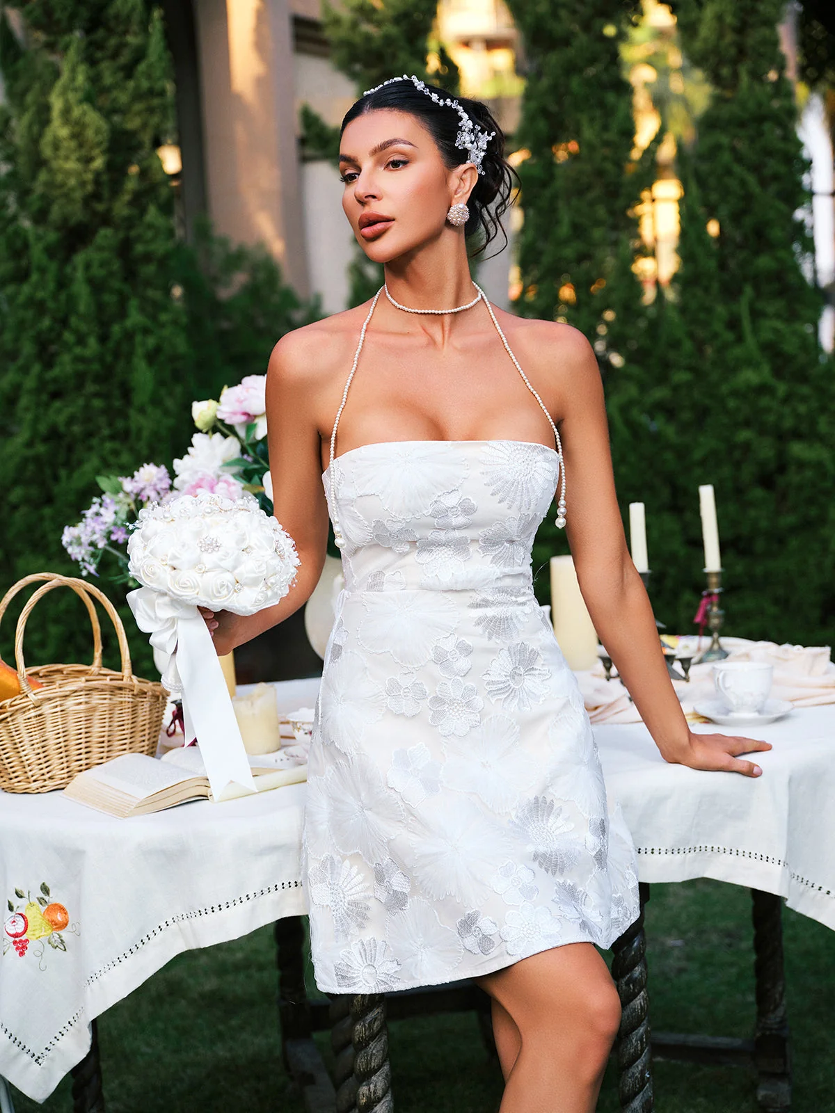 White Mesh Floral Embroidered Mini Dress - Stunning Summer Fashion