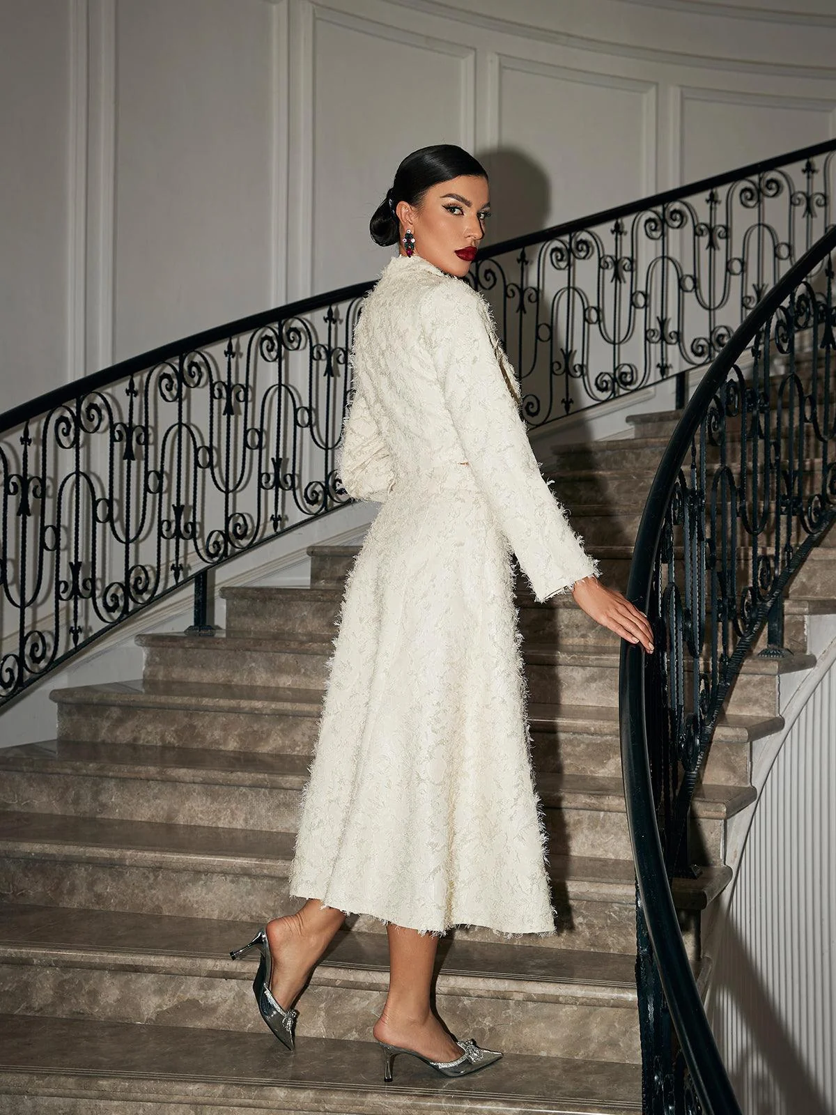 White Fringe Skirt Set - Elegant Cocktail Fashion