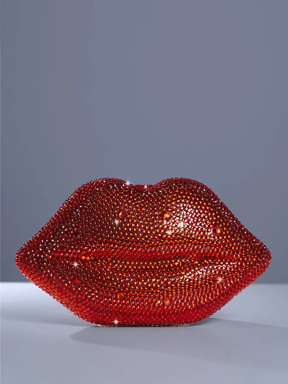 Vibrant Flaming Red Lip Bag - Crystal Material