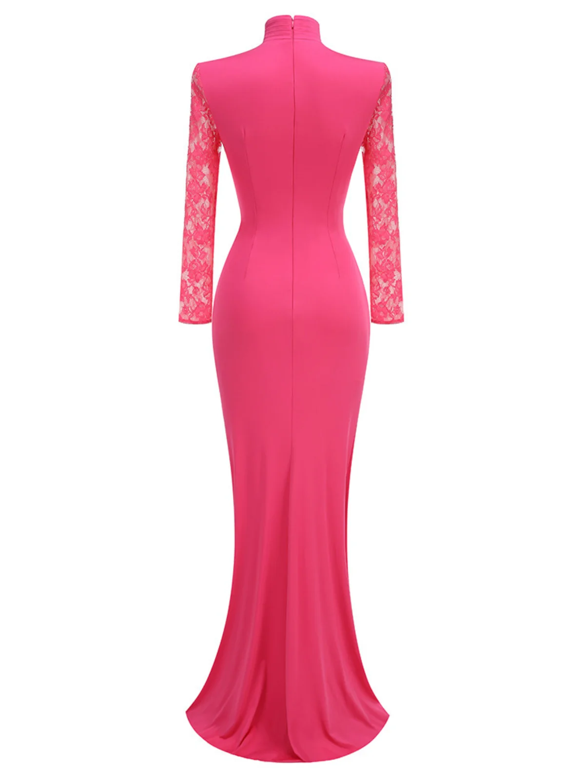 Elegant Long Sleeve Pink Maxi Dress