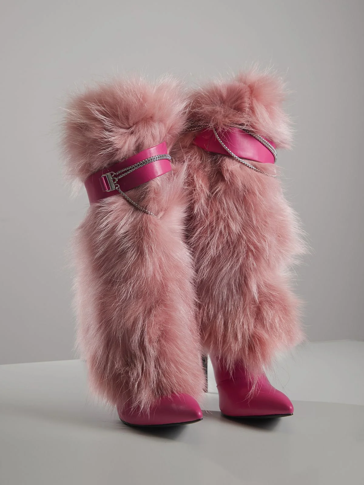 Cozy Pink Faux Fur Boots - Trendy & Warmth (shoes)