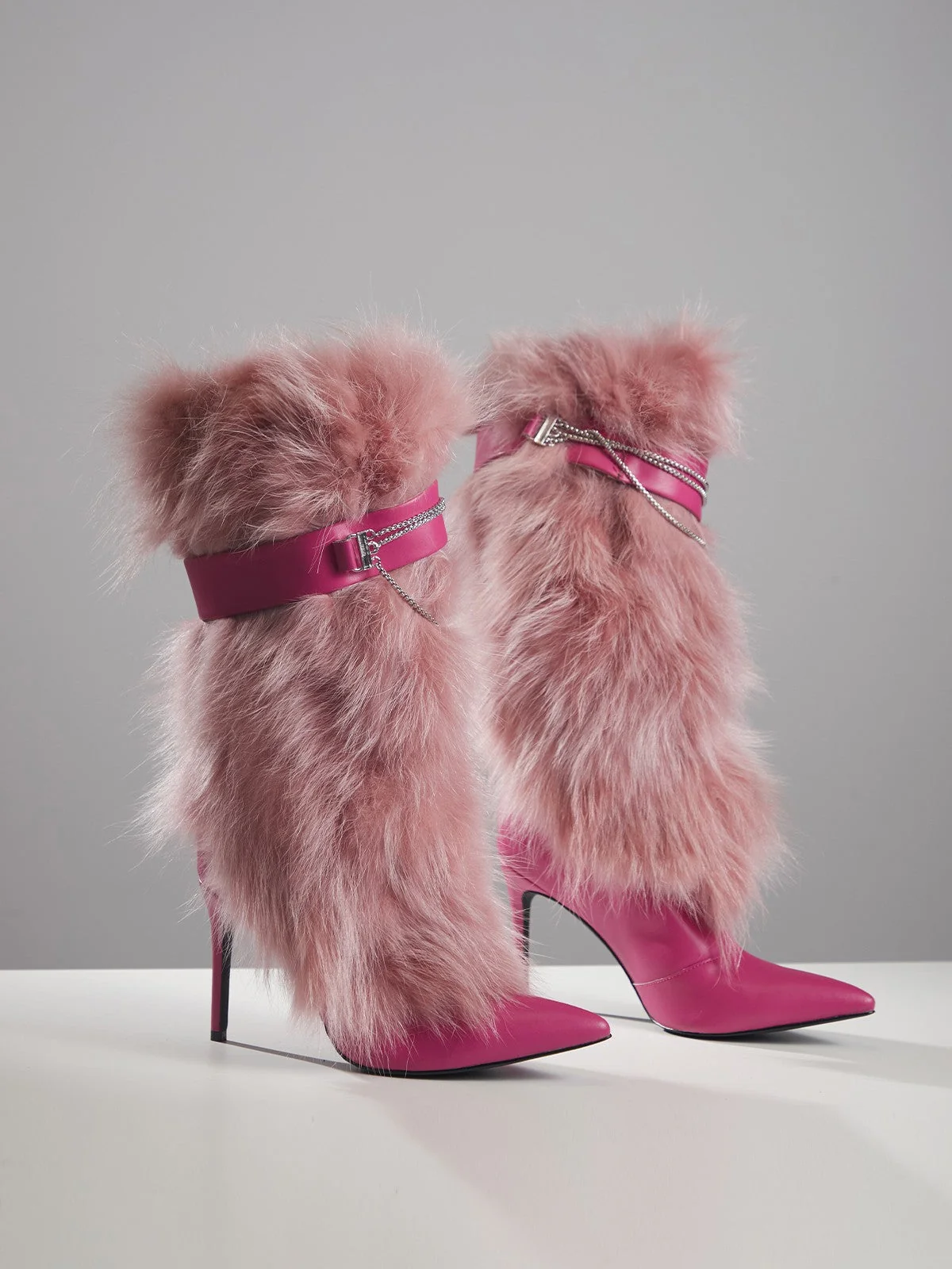Cozy Pink Faux Fur Boots - Trendy & Warmth (shoes)