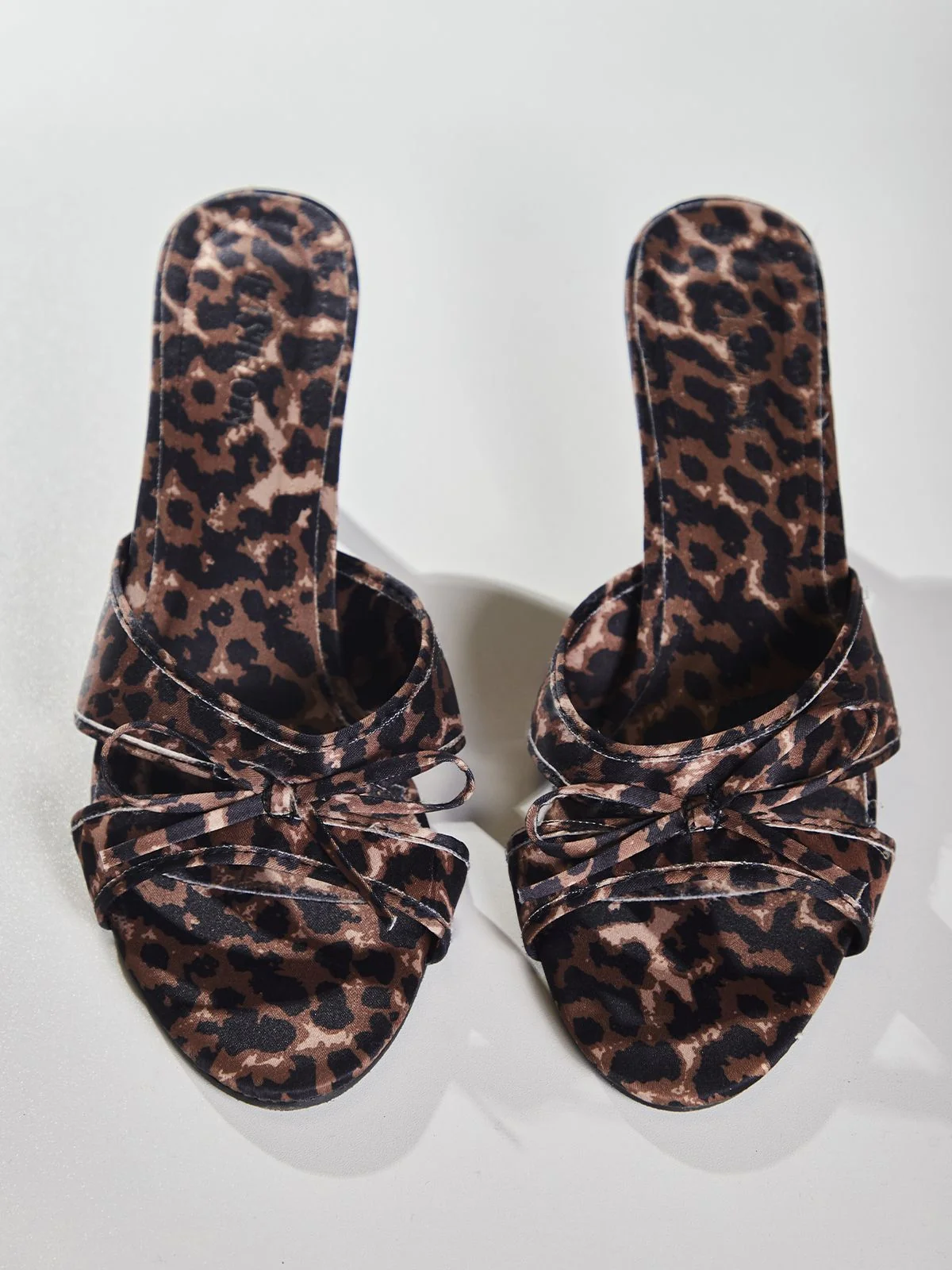 Leopard Print Bow Stiletto Sandals - Womens Trendy Shoes