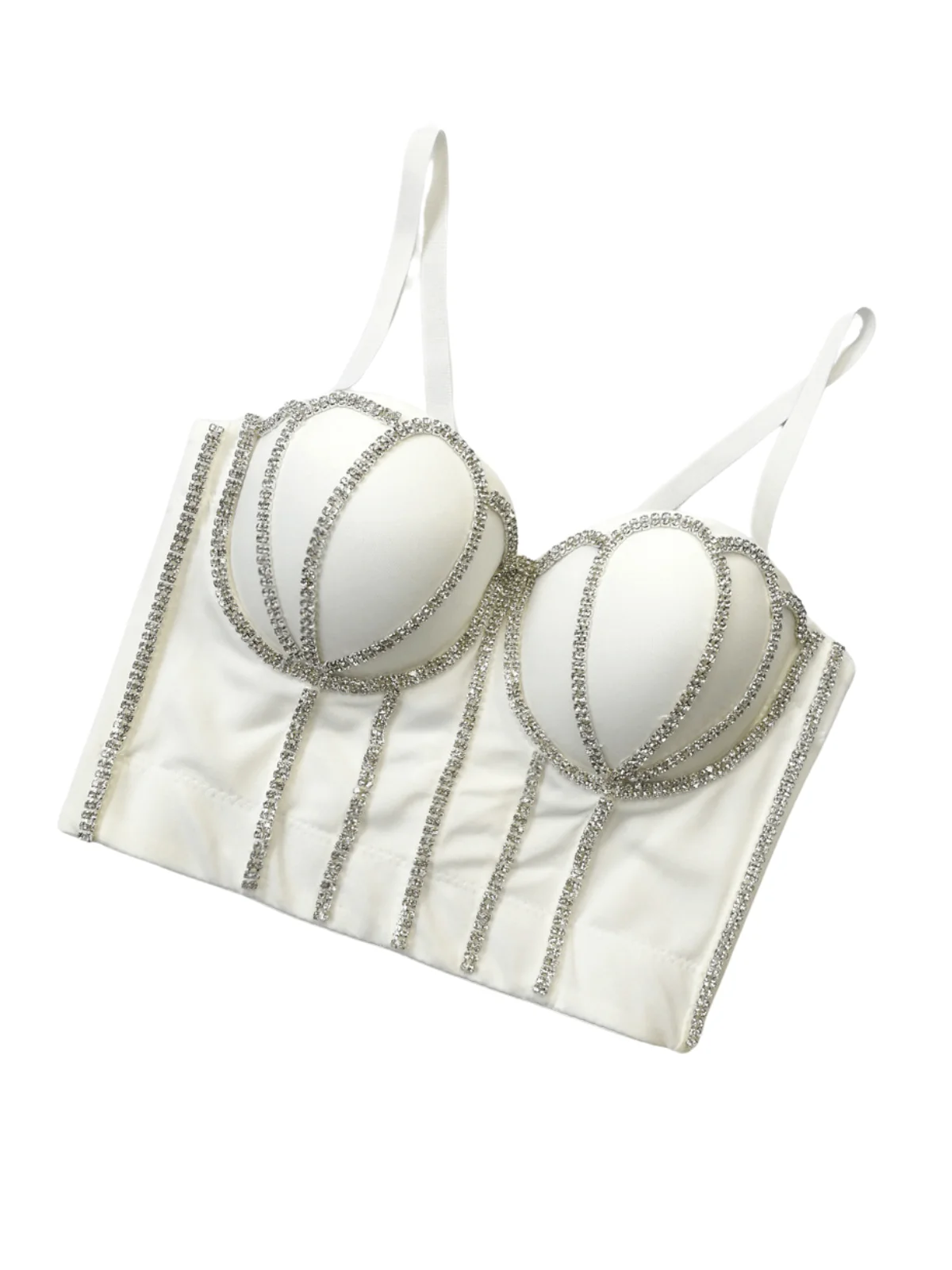 White Crystal Embellished Corset Top with Comfortable Fit