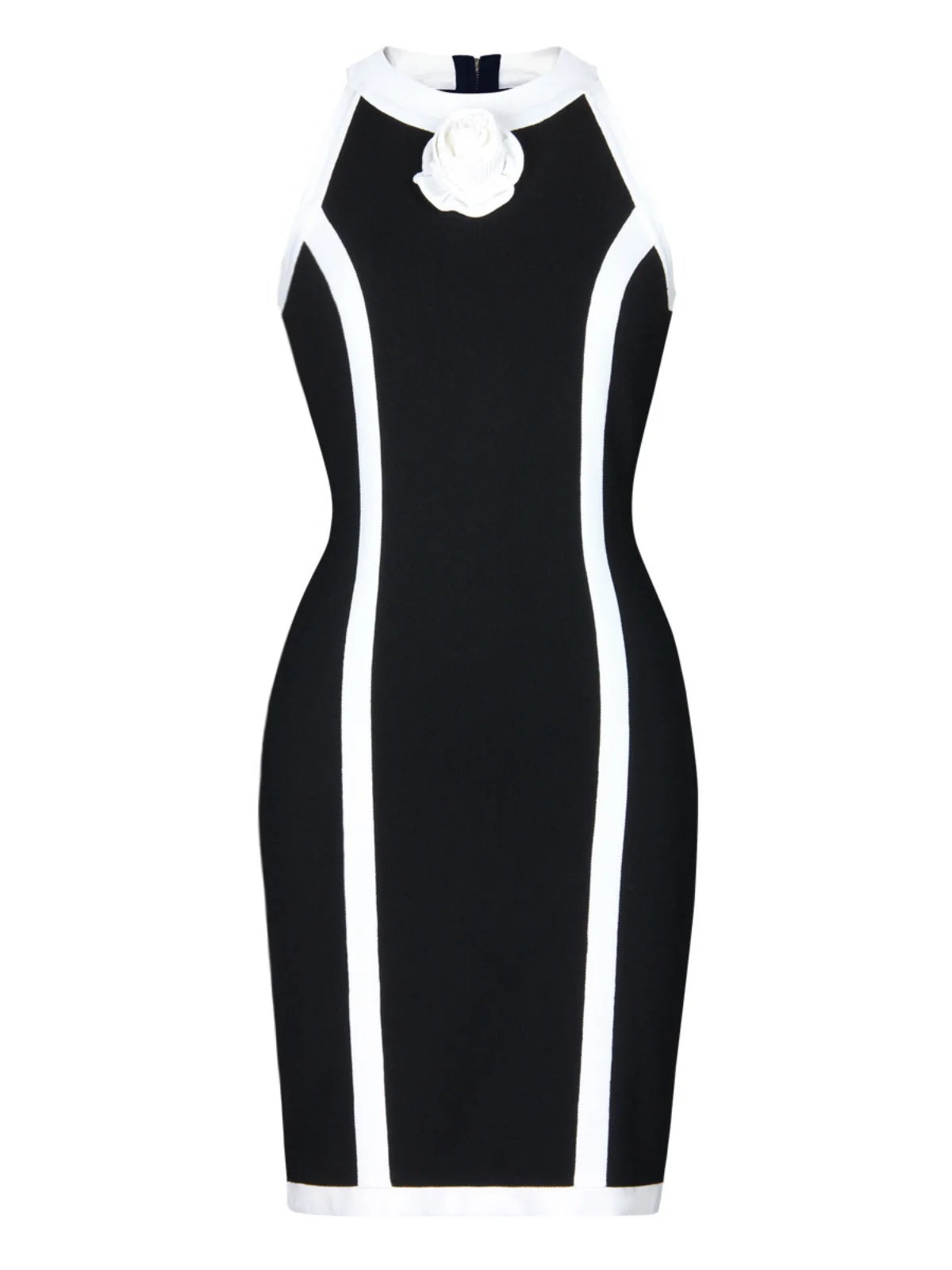 Black Flower Knit Mini Dress - Stylish Comfort Wear