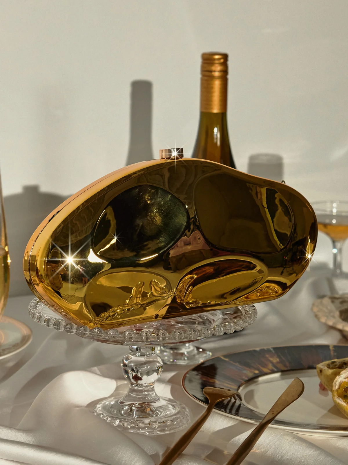 Glamorous Metallic Shoulder Bag - Yellow