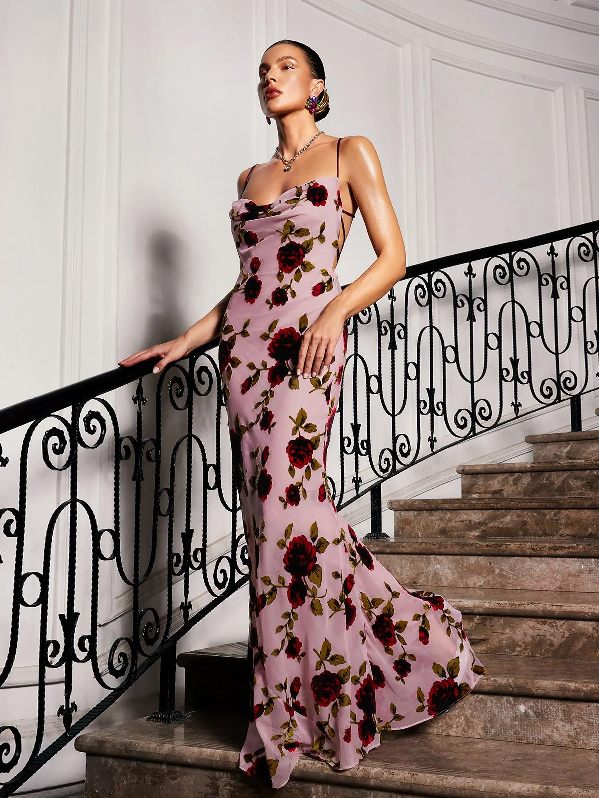 Floral Maxi Dress - Romantic Spaghetti Straps Style