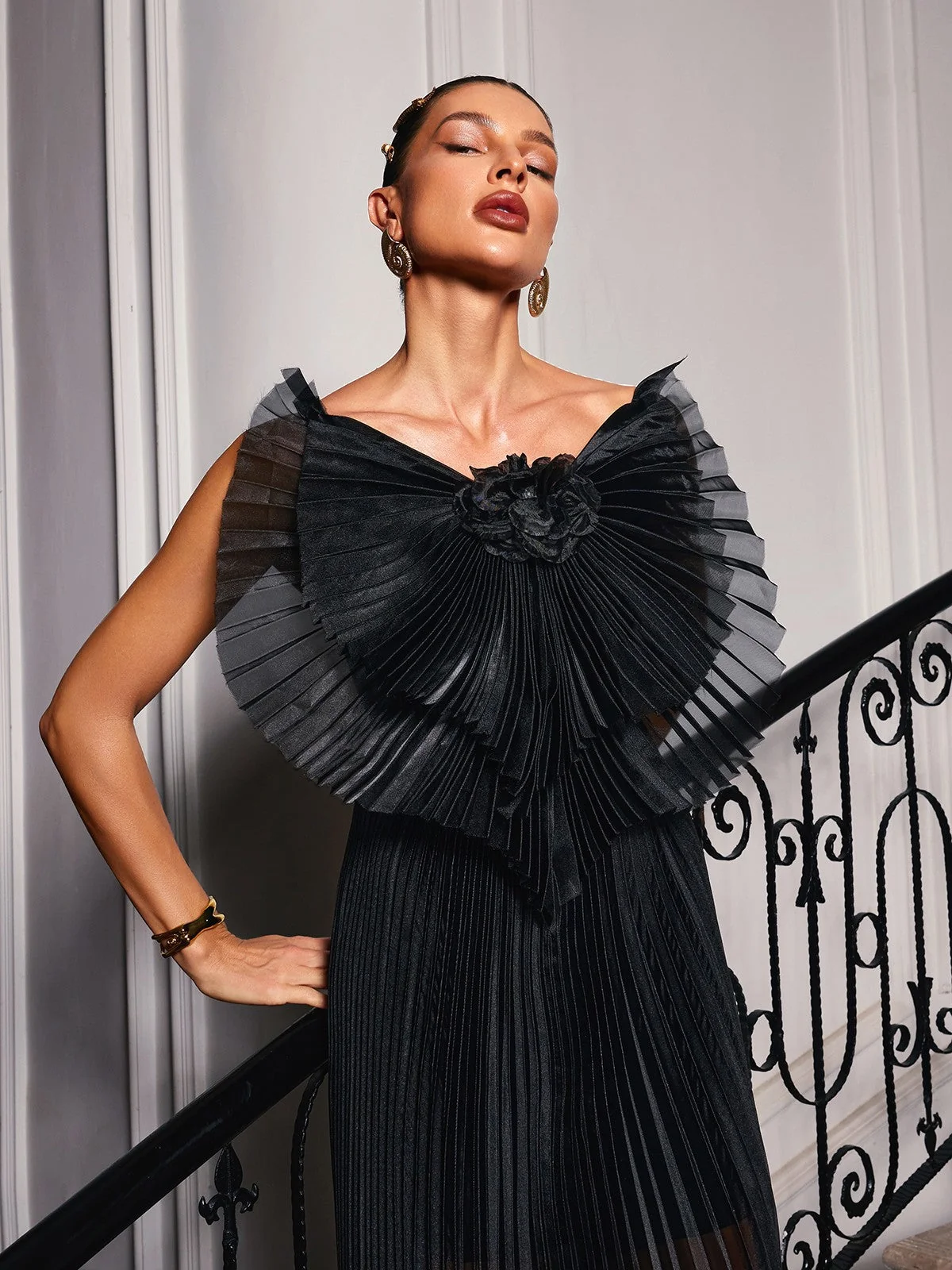 Floral Ruched Strapless Party Dress