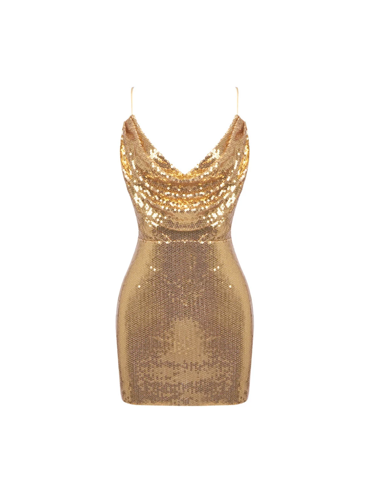Gold Sequin Spaghetti Strap Mini Dress