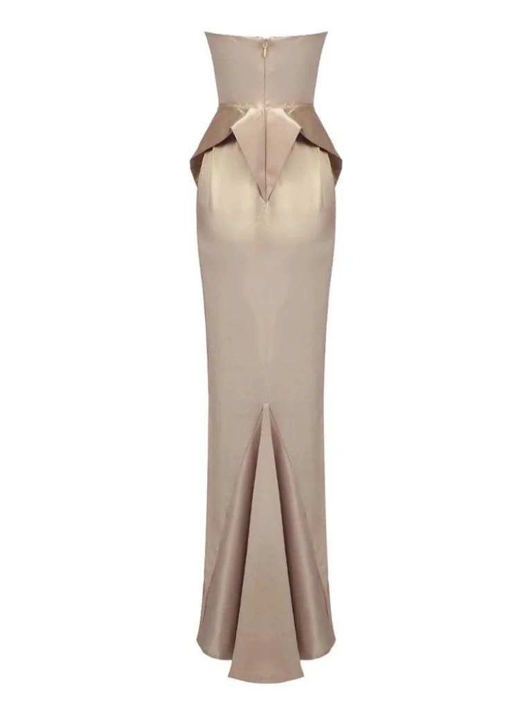 Strapless Satin Maxi Dress - Luxurious Evening Wear