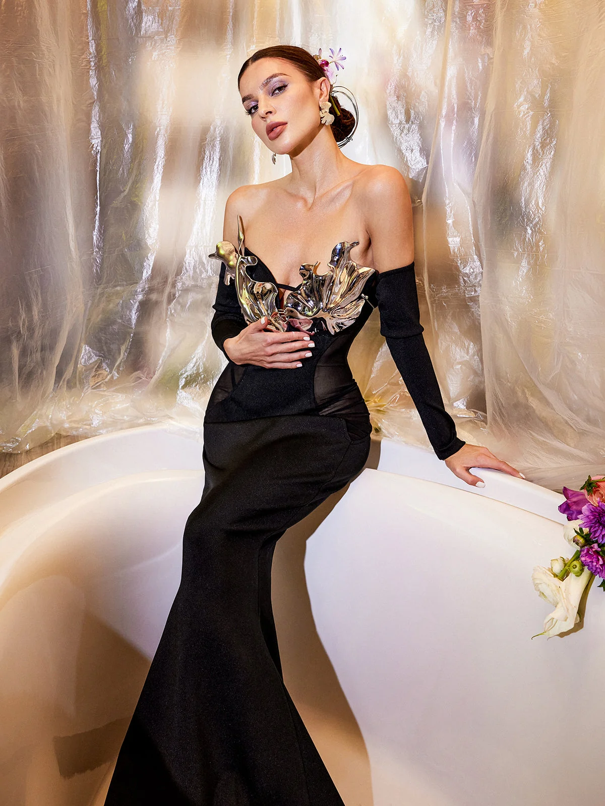 Elegant Off-Shoulder Bandage Maxi Dress