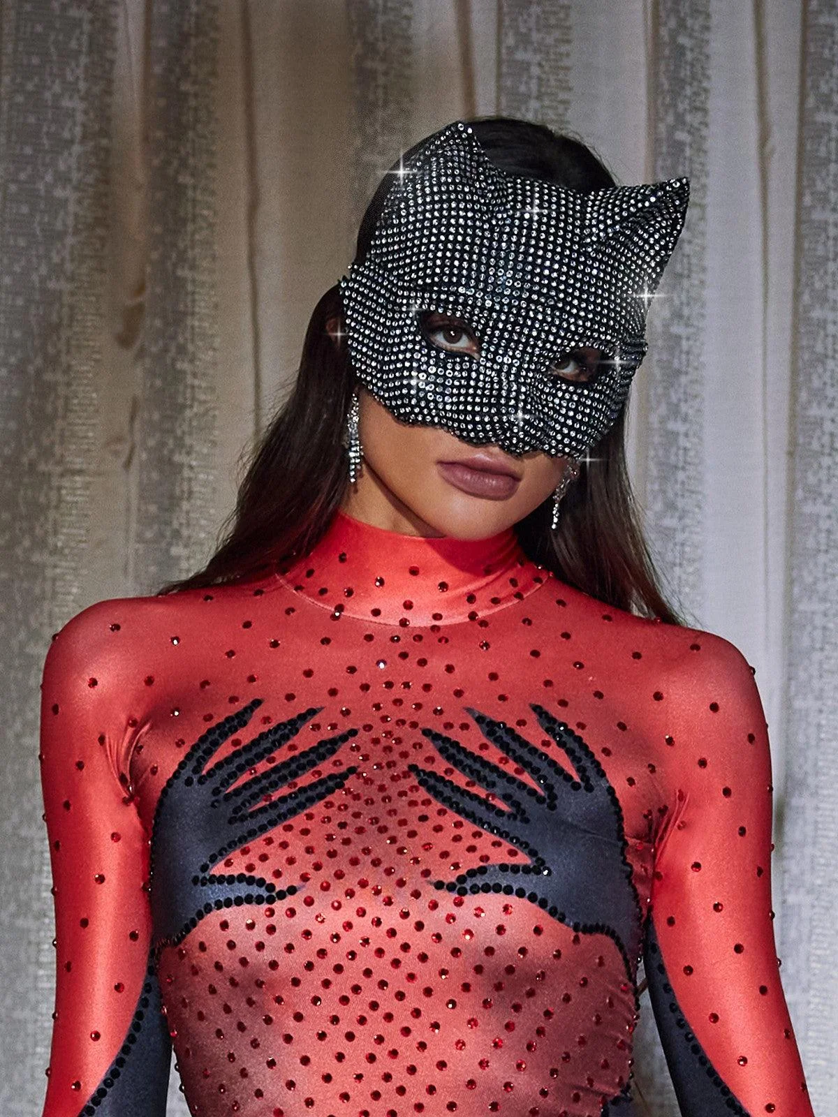 Elegant Crystal Cat Mask - Black Crystal Accessories