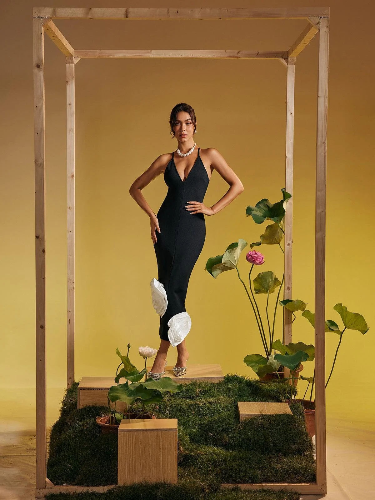 Floral Bandage Bodycon Midi Dress