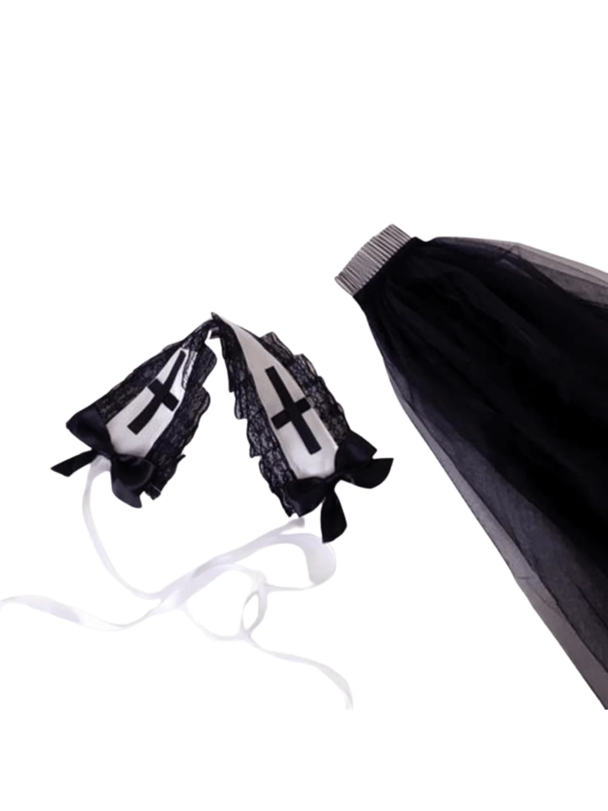 Elegant Lace Cross Veil Headband for Formal Occasions