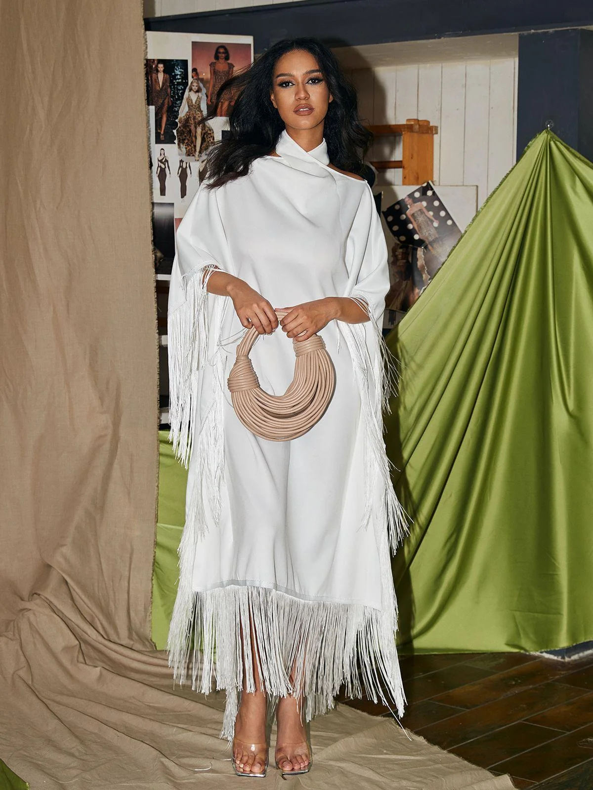 White Fringe Kaftan Maxi Dress - Lightweight Summer Style