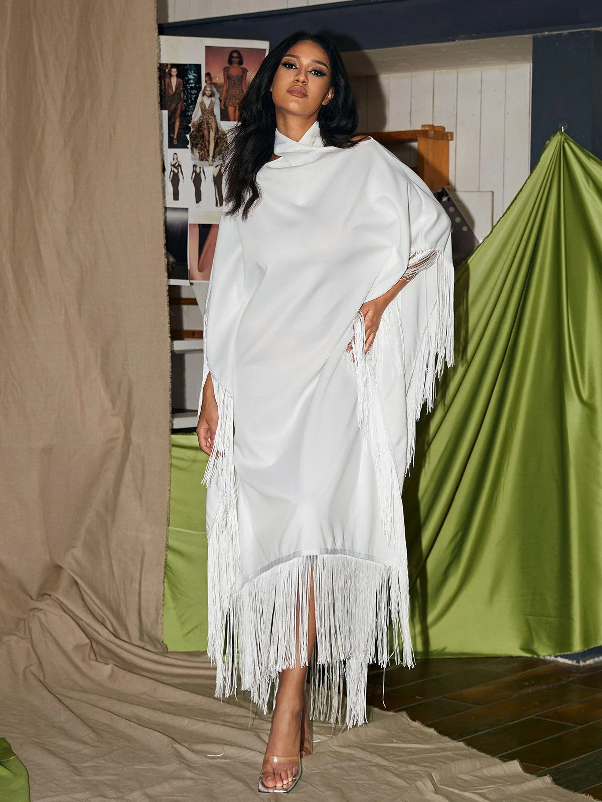 White Fringe Kaftan Maxi Dress - Lightweight Summer Style