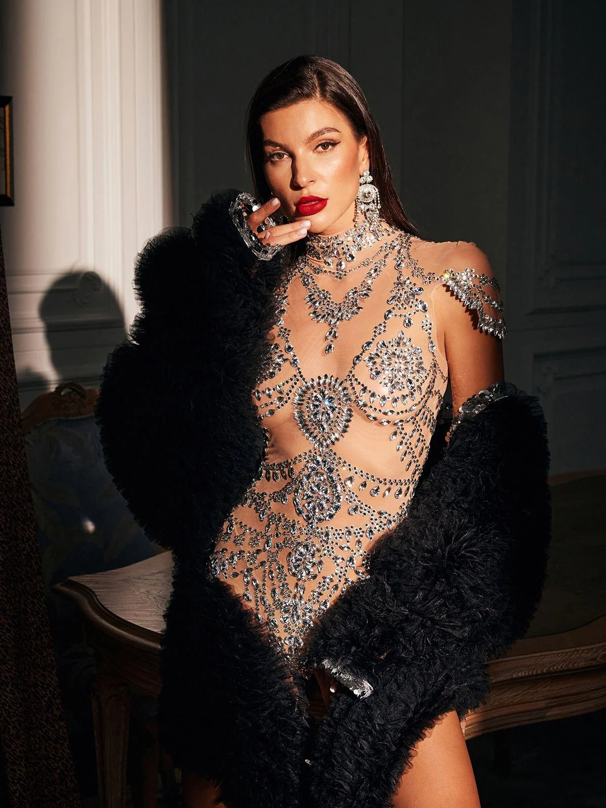 Sparkle High Neck Rhinestone Jumpsuit