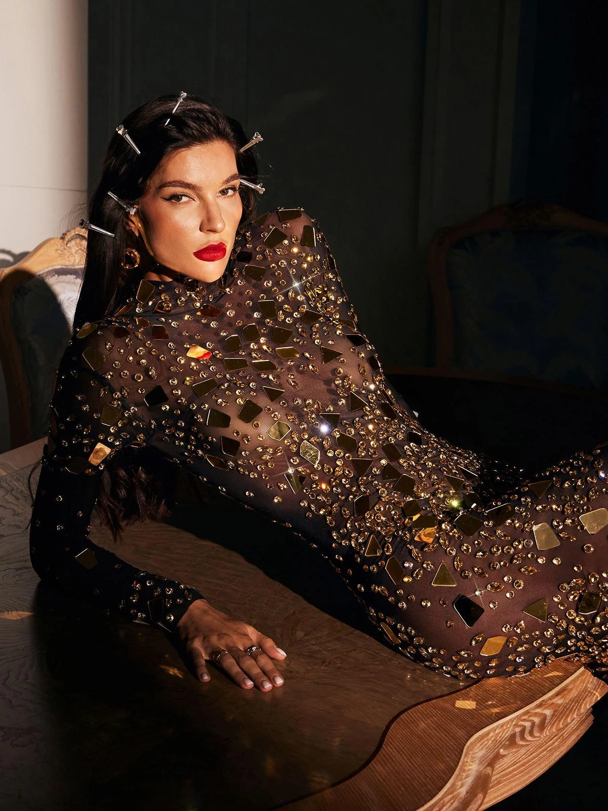 Mesh High Neck Maxi Dress - Sleek and Stylish Design