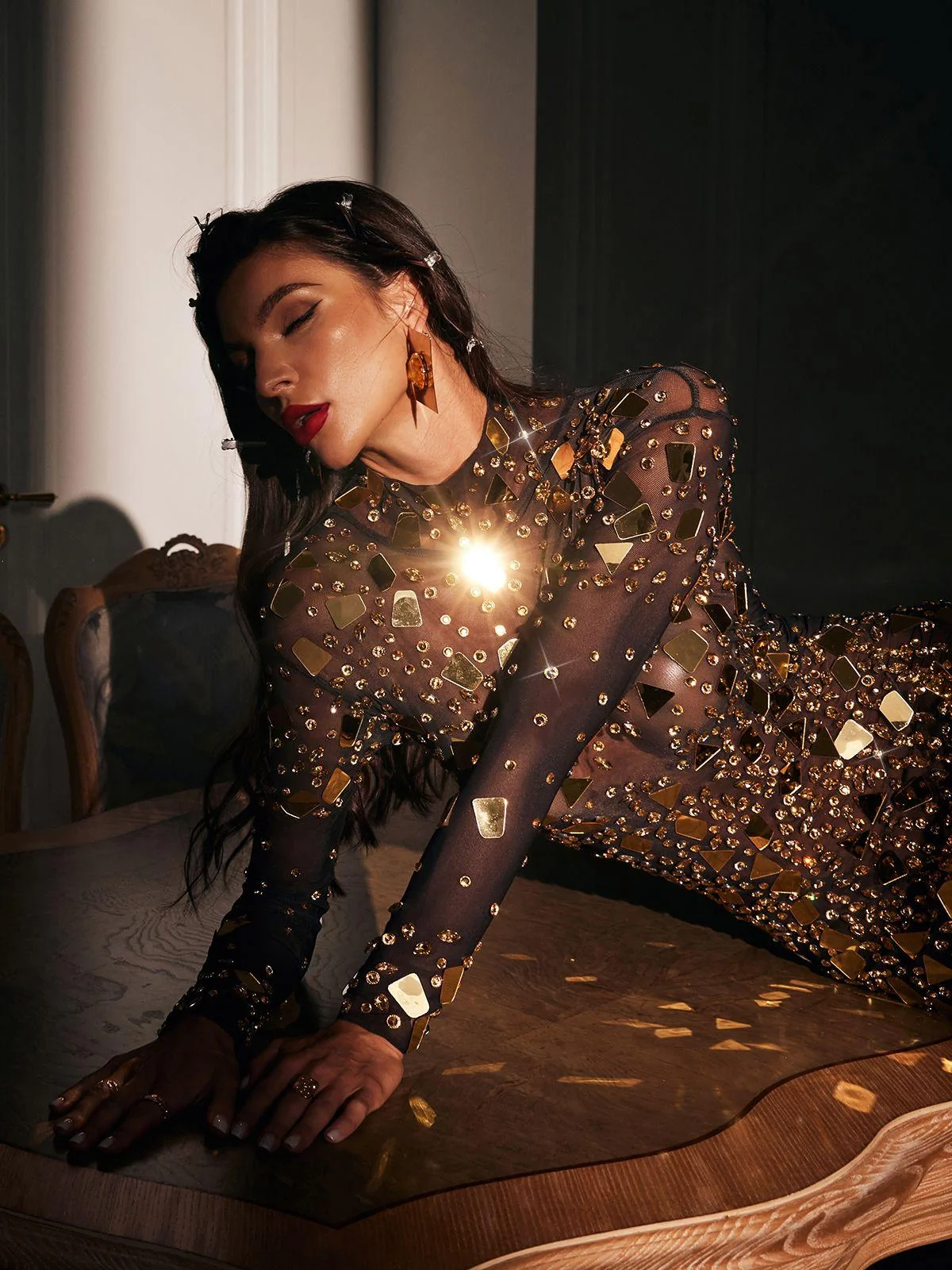 Mesh High Neck Maxi Dress - Sleek and Stylish Design