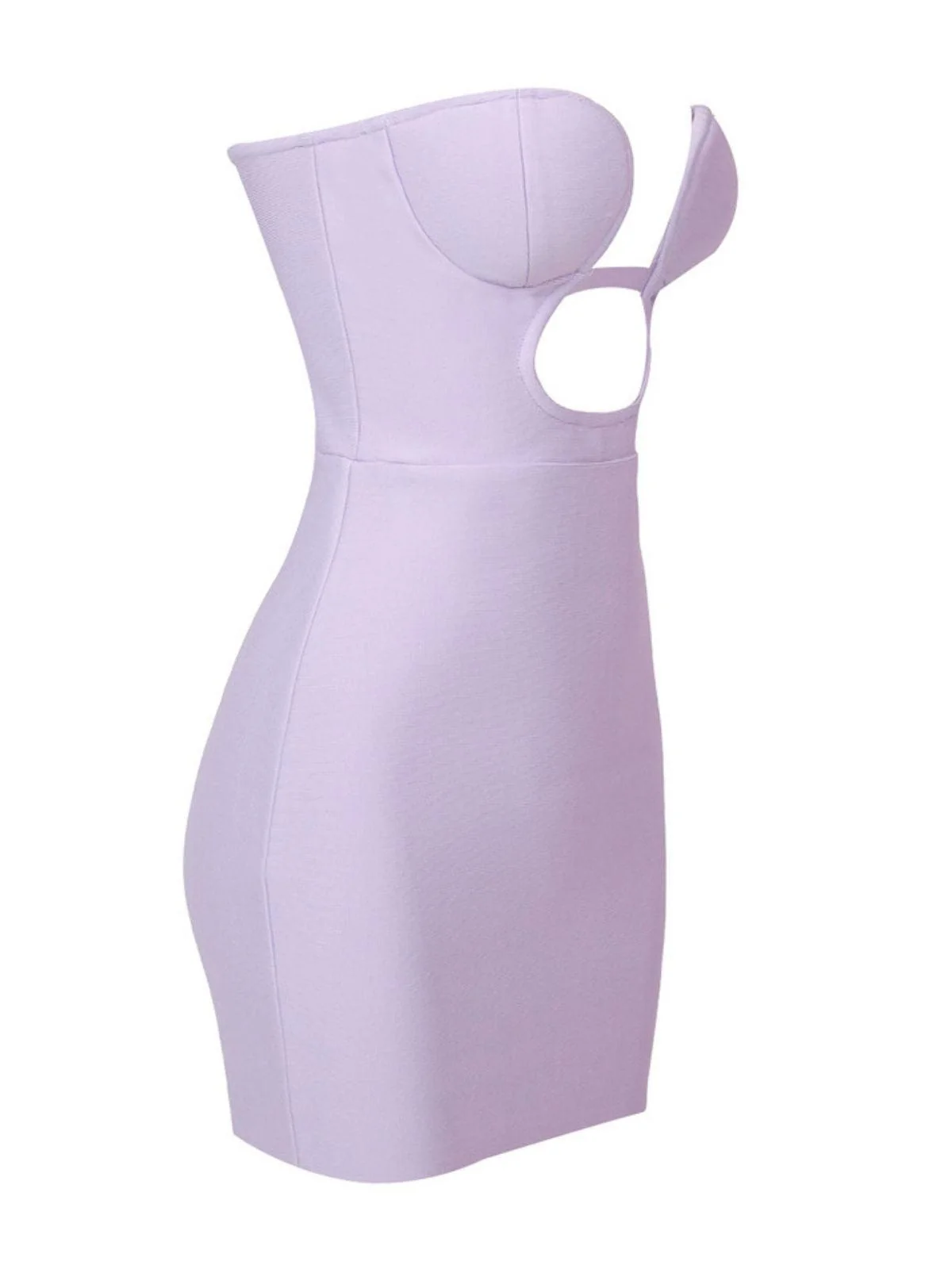 Lilac Bandage Strapless Cutout Dress - Modern Style