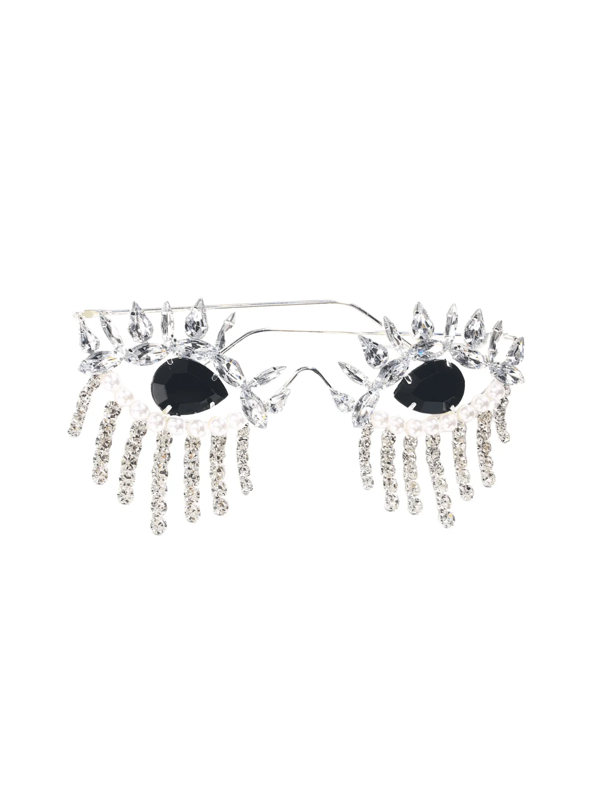 Fringe Rhinestone Silver Sunglasses - Stylish Eye Protection