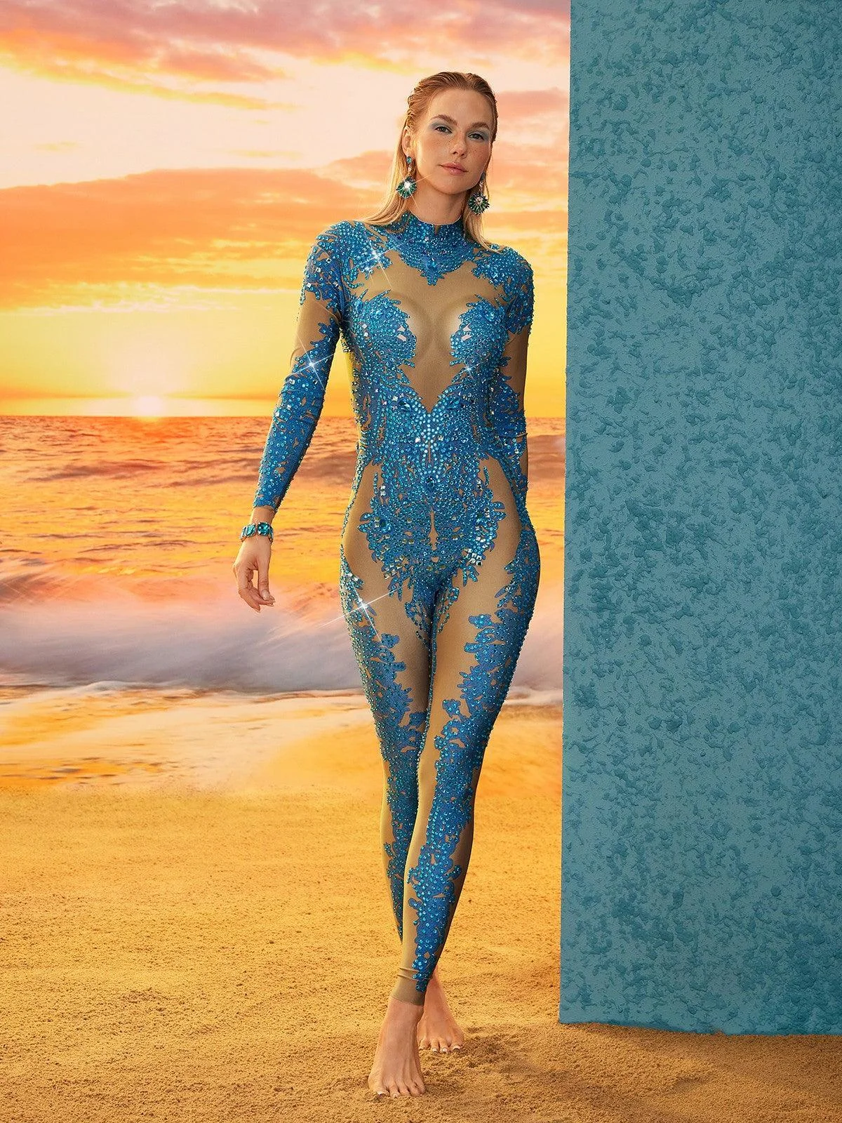 Floral Rhinestone Formal Jumpsuit