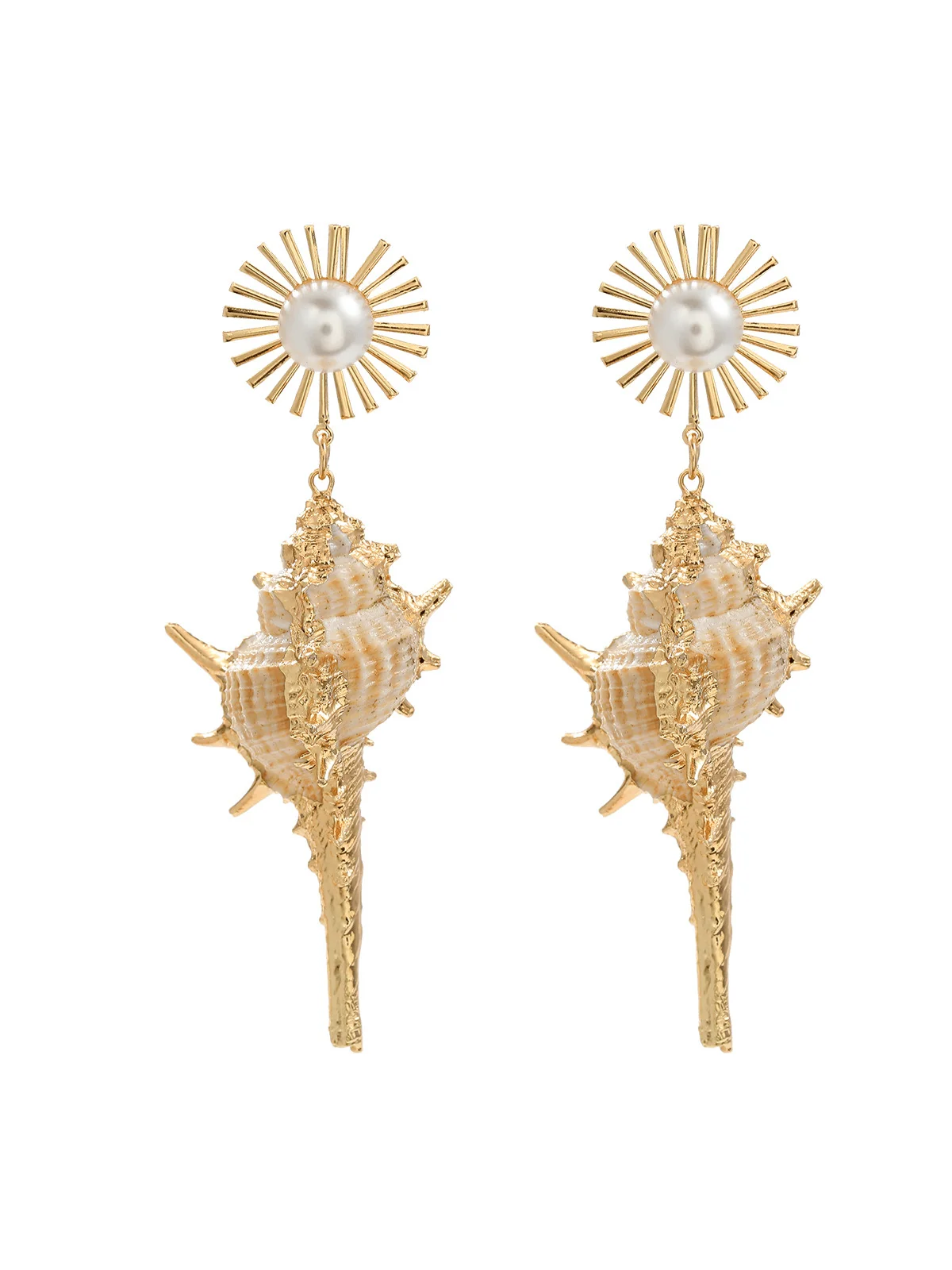 Pearl Conch Earrings - Elegant Sophistication & Charm