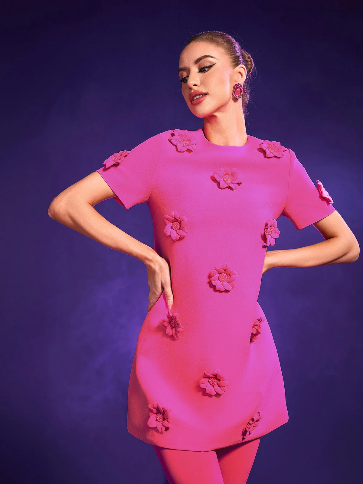 Floral Embellished Mini Dress - Elegant Style Statement