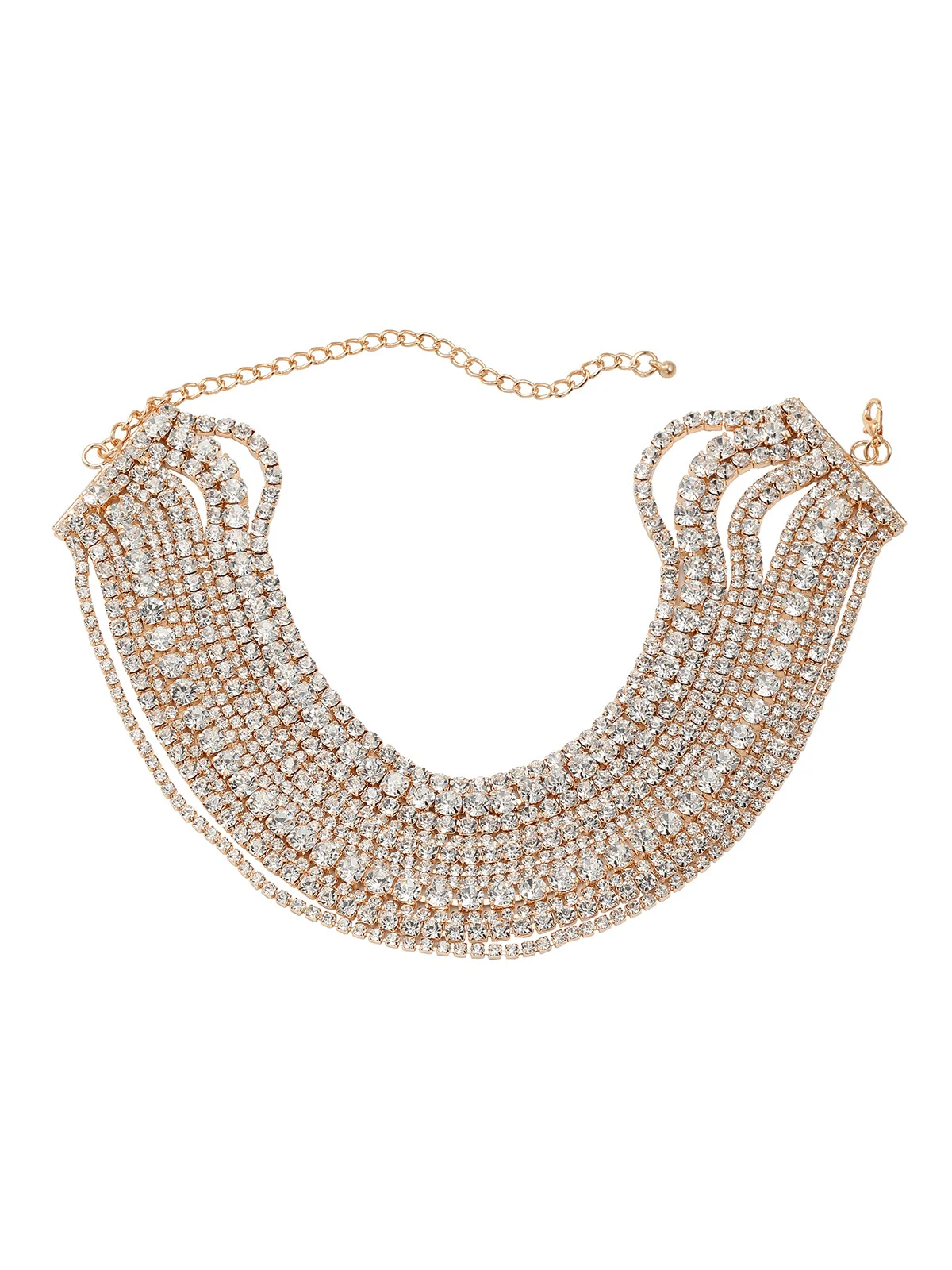 Elegant Gold Crystal Layered Necklace | Statement Piece