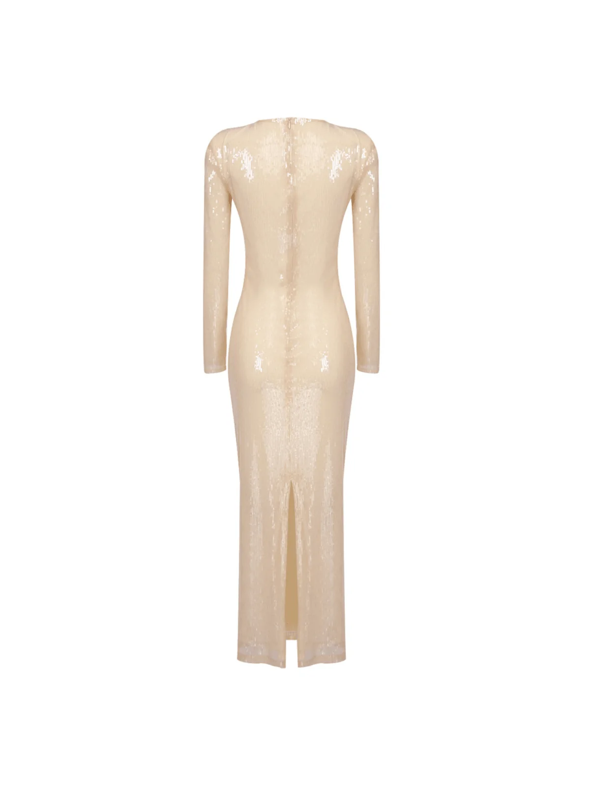 Apricot Flower Sequin Long Sleeve Dress - Elegant Statement Piece