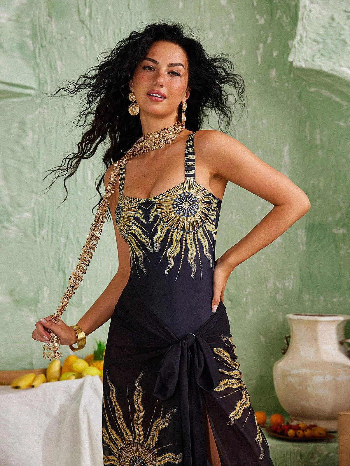 Sunflower Sequin Two-Piece Swimwear Set - Vibrant Beach Fashion