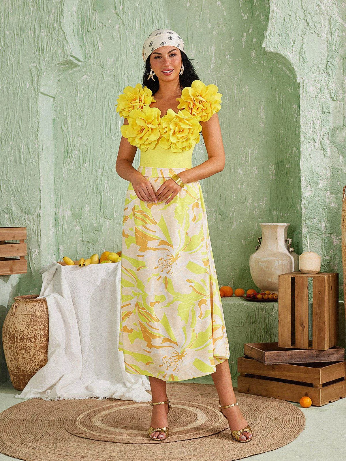 Floral Print Two Piece Swimwear Set for Women